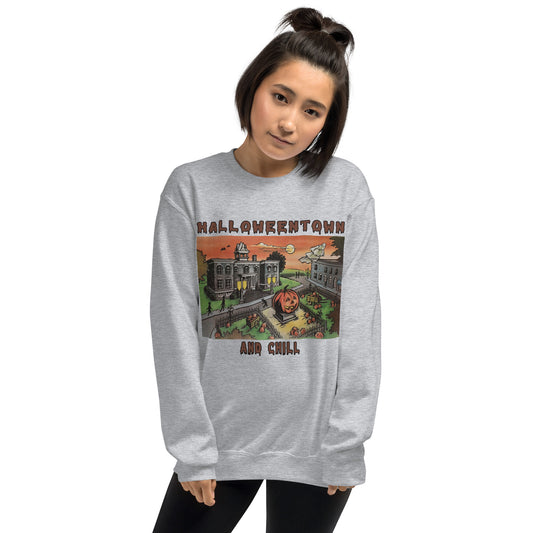 Custom Halloweentown and Chill Retro Graphic Unisex Sweatshirt