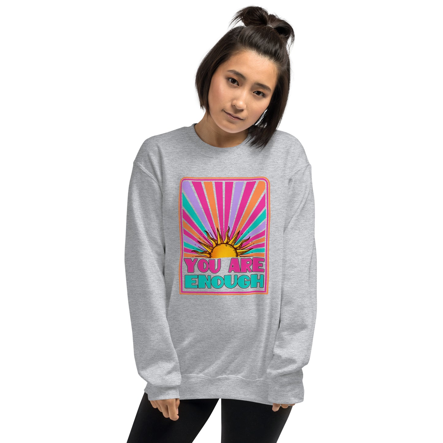 Custom You Are Enough Sunrise Mental Health Retro Graphic Unisex Sweatshirt