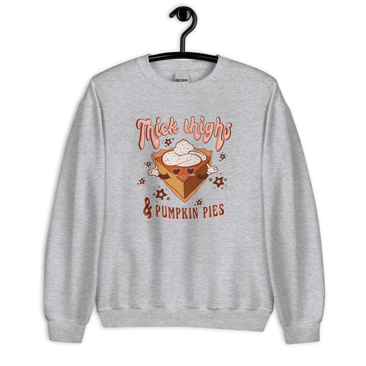 Custom Thick Thighs & Pumpkin Pies Thanksgiving Retro Graphic Unisex Sweatshirt