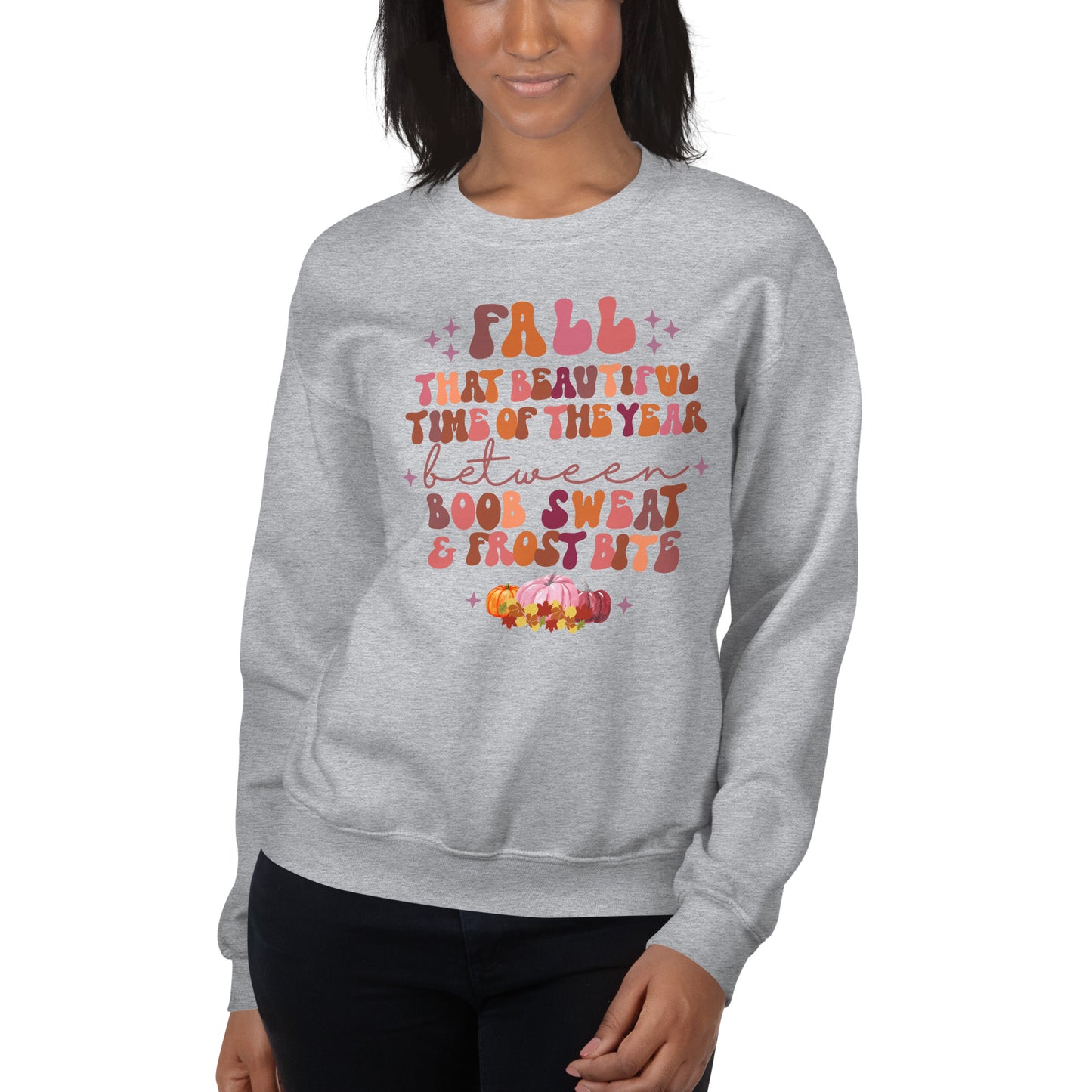 Custom Fall Boob Sweat and Frost Bite Retro Graphic Unisex Sweatshirt