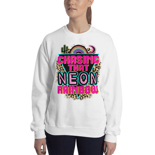 Custom Chasing That Neon Rainbow Country Western Retro Graphic Unisex Sweatshirt