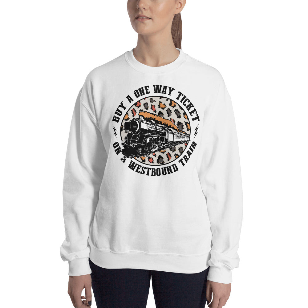Custom Buy A One Way Ticket On A Westbound Train Retro Graphic Unisex Sweatshirt