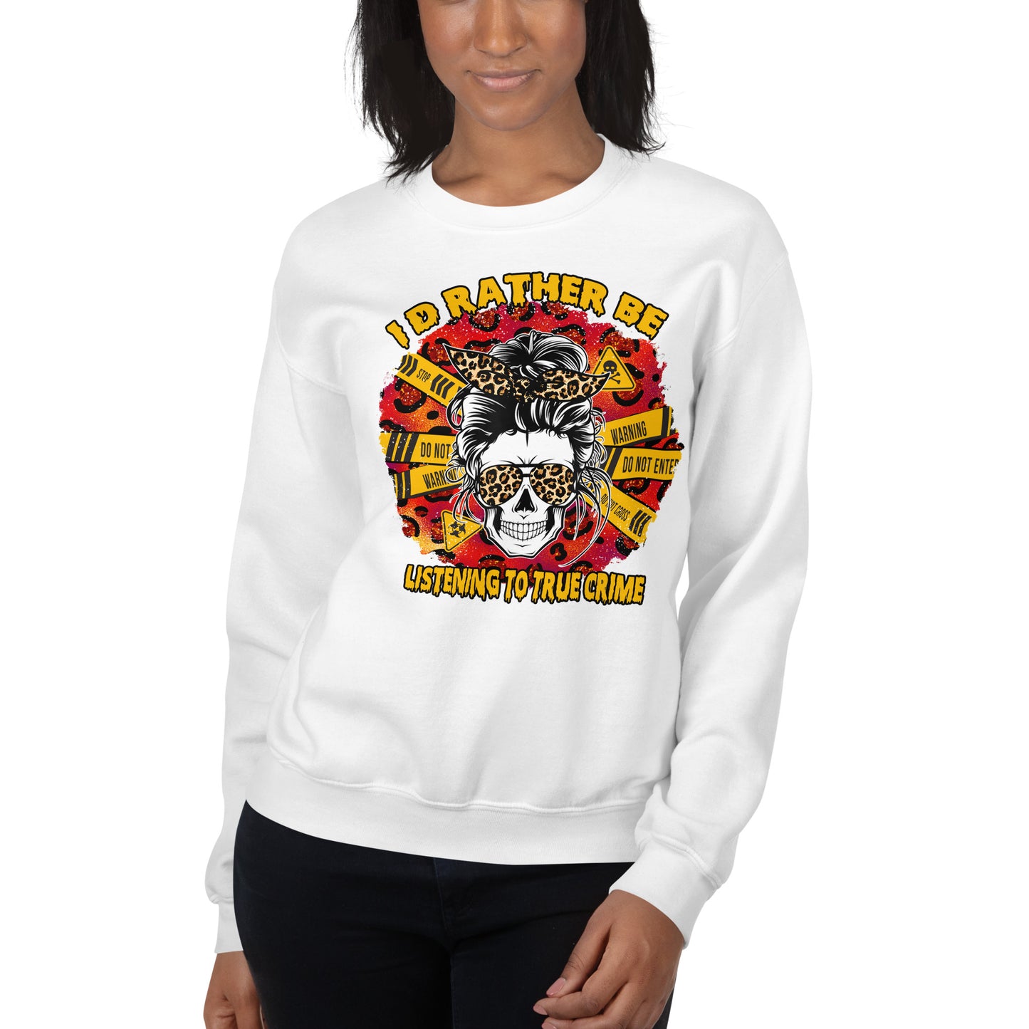 Custom I'd Rather Be Listening To True Crime Retro Graphic Unisex Sweatshirt