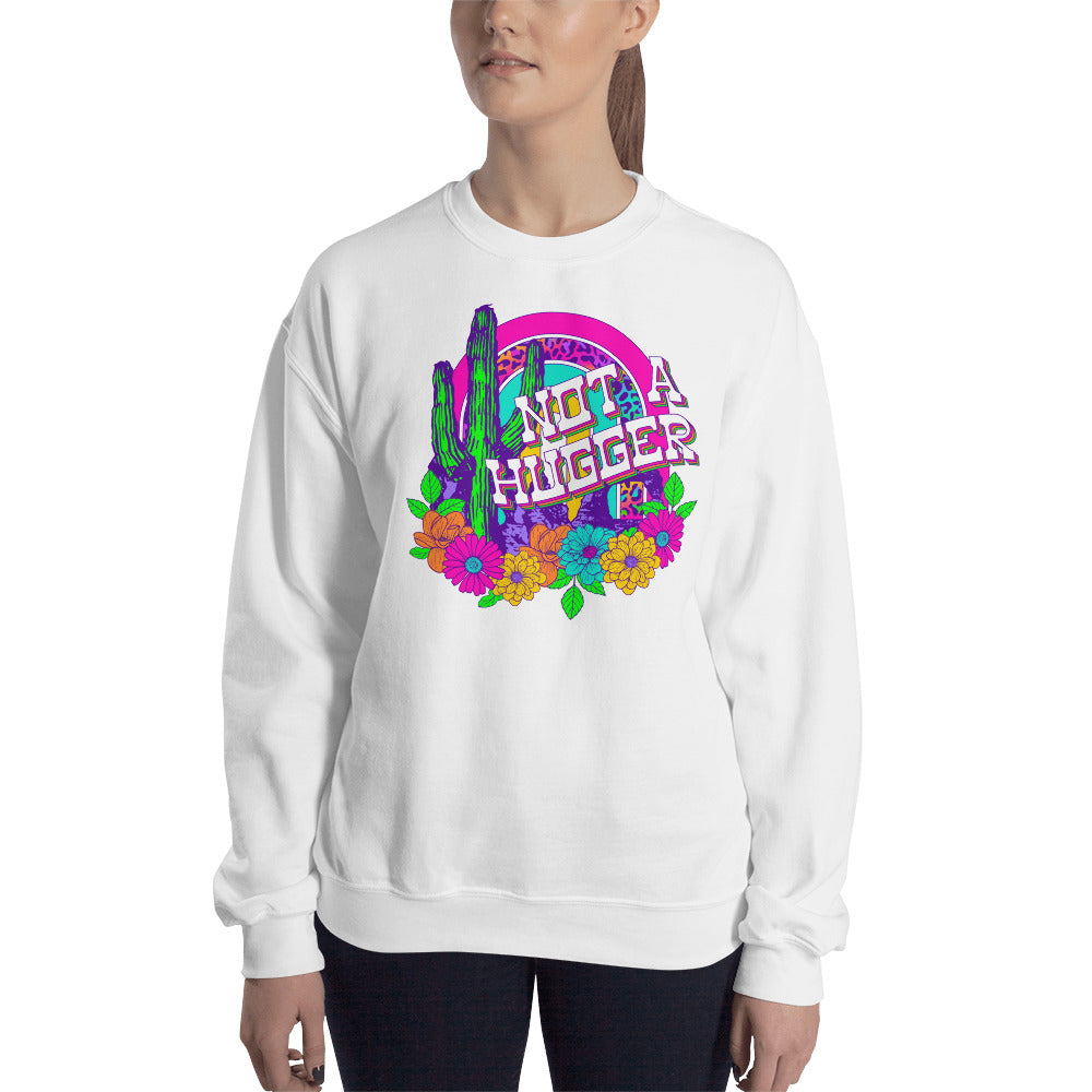 Custom Not A Hugger Cactus Western Retro Graphic Unisex Sweatshirt