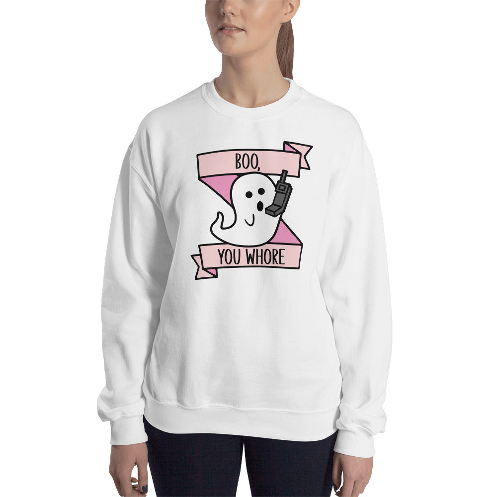 Custom Boo You Whore Ghost Mean Girls Retro Graphic Unisex Sweatshirt
