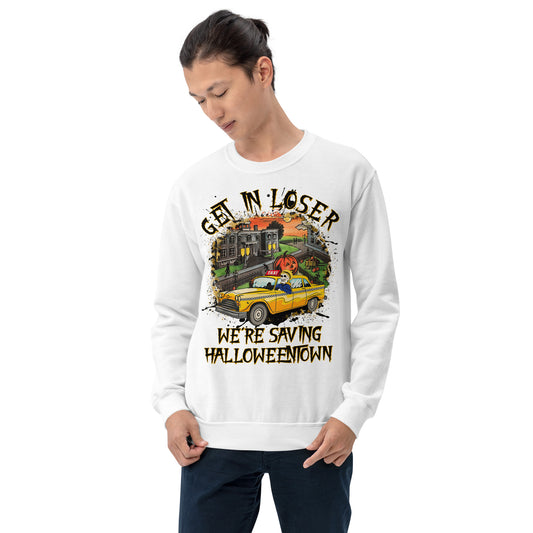 Custom Get In Loser We're Saving Halloweentown Retro Graphic Unisex Sweatshirt