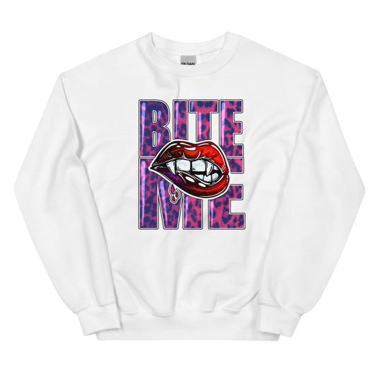 Custom Bite Me Vampire Fangs Lips Retro Graphic Unisex Sweatshirt