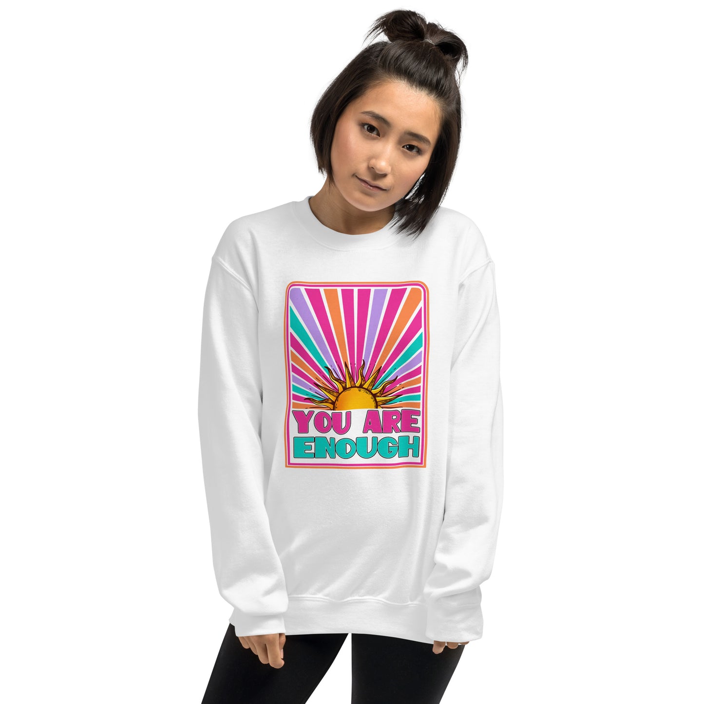 Custom You Are Enough Sunrise Mental Health Retro Graphic Unisex Sweatshirt