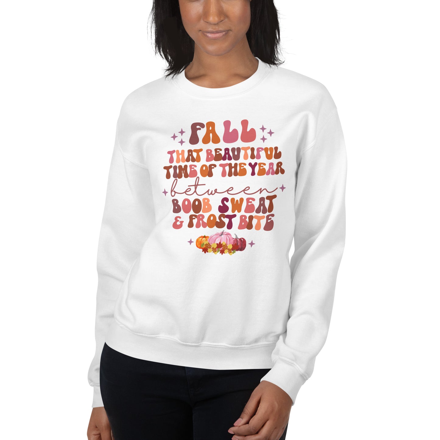 Custom Fall Boob Sweat and Frost Bite Retro Graphic Unisex Sweatshirt